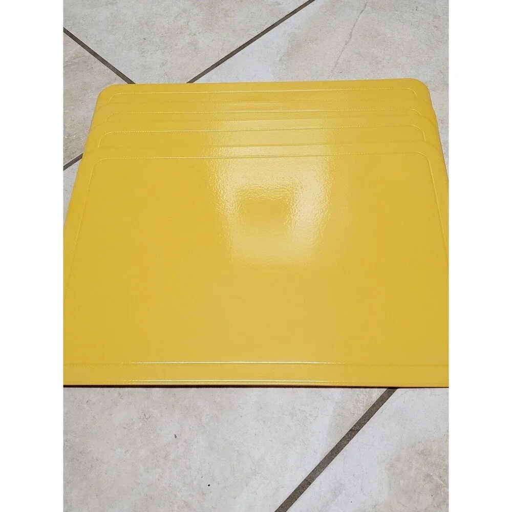4 Vintage Mustard Yellow Vinyl Foam Placemats
